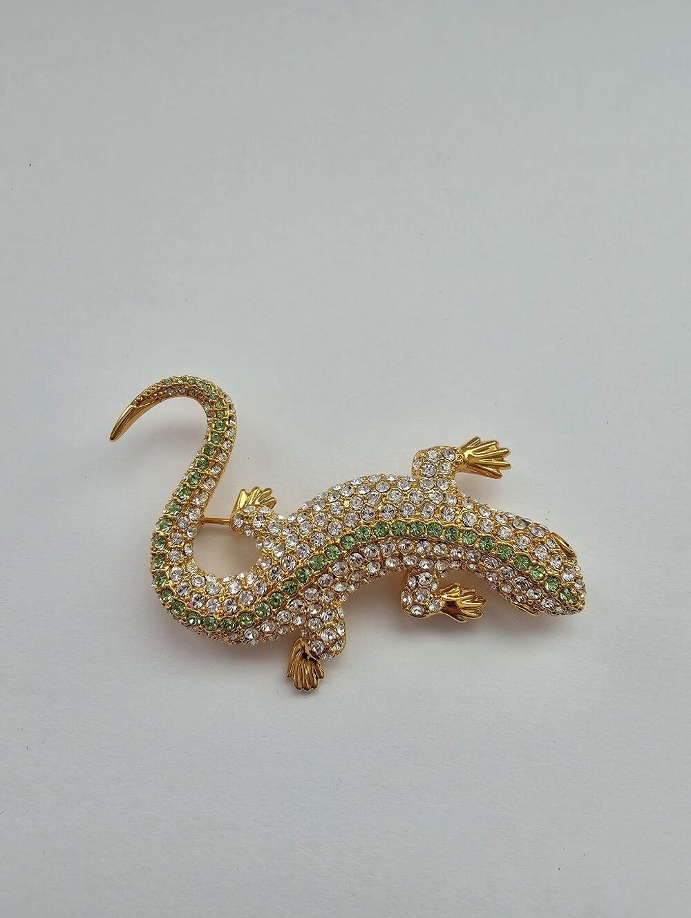 JBK Jacqueline Kennedy Salamander Brooch Camrose Kross Crystal Lizard Pin Gold